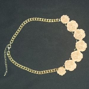 3/$10 Peach Rose and Gold Chain Necklace